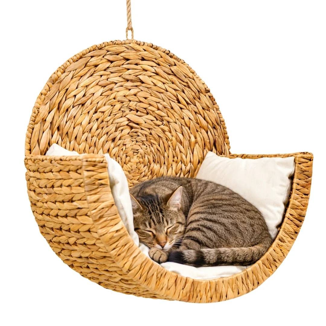 NuzzleHaus Hand-Woven Hanging Cat Nest