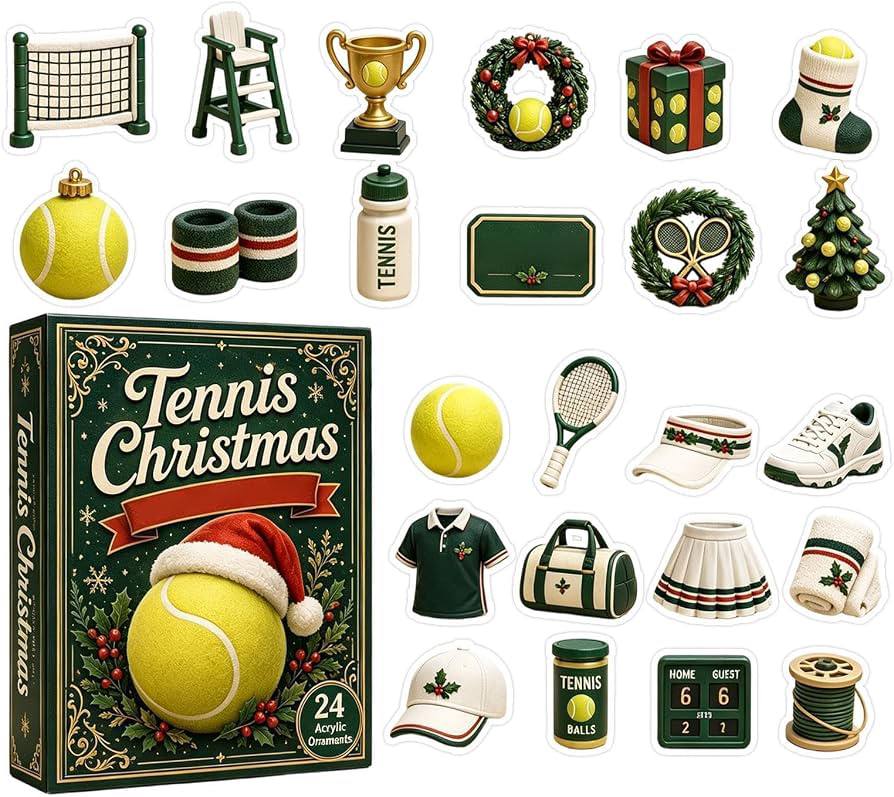 TennisBox Christmas Advent Calendar — 24 Tennis Ornaments